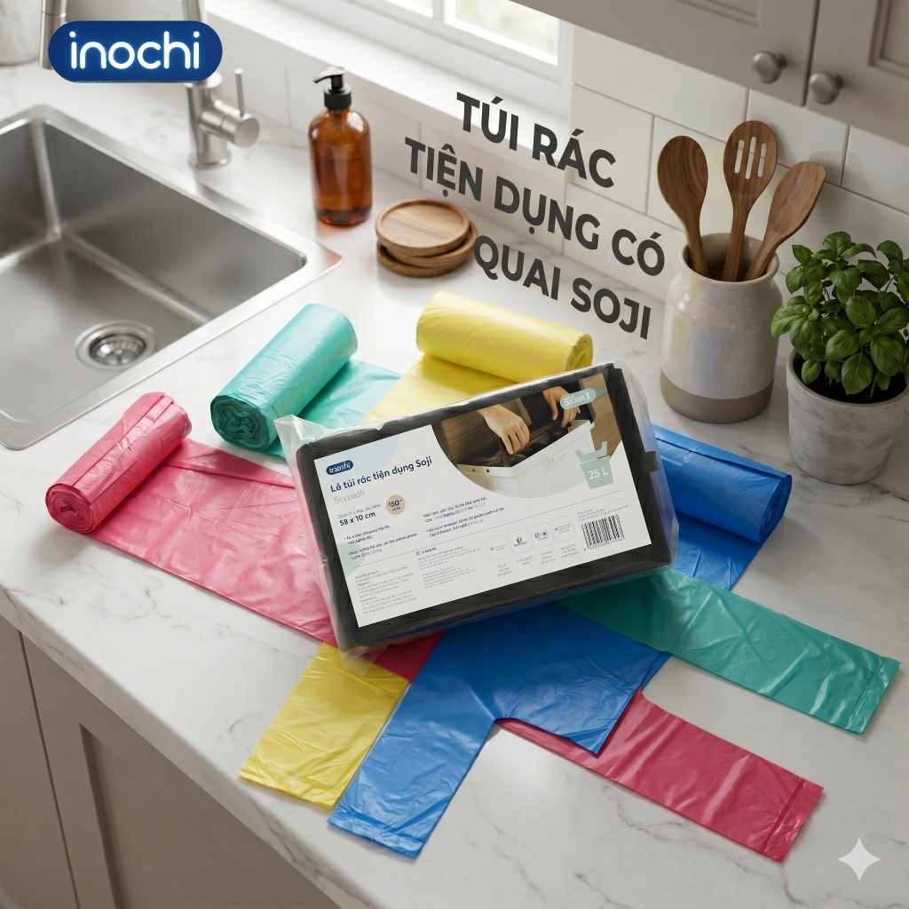 Lô túi rác tiện dụng Soji 4 x 10L_25L_50L Chính hãng INOCHI - Trọng ...