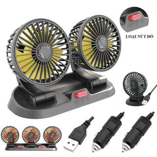Quạt Đôi Mini Dùng Trên Ô Tô Kèm Bảng Số Điện Thoại Xoay 360 Độ, Nguồn Điện 5V, 12V, 24V USB, Tẩu