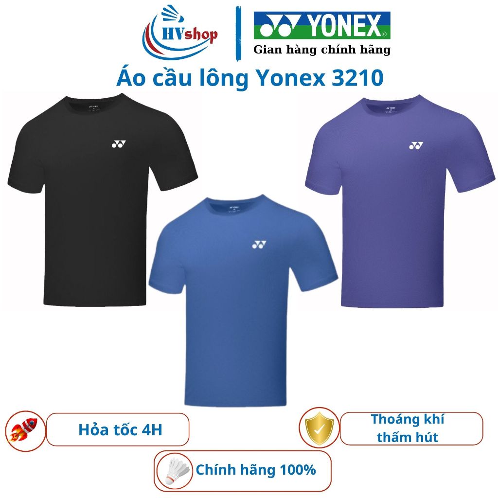 Áo cầu lông Yonex chính hãng 3210, chất liệu cotton thoáng khí, thấm hút mồ hôi tốt - HVShop