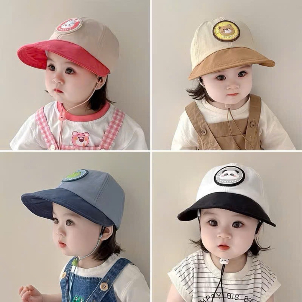 Mũ nón bucket trẻ em dễ thương thời trang cho bé có dây cố định