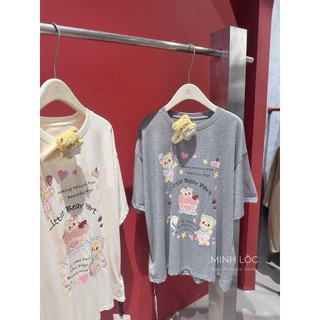 Áo Thun Nữ Little Bear Kèm Charm Form Rộng QCCC Cao Cấp