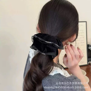 ZuchenbyKao Cột tóc nhung viền voan đá