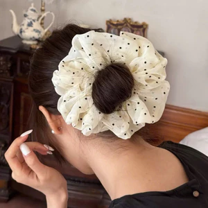 ZuchenbyKao Cột tóc voan chấm bi đen