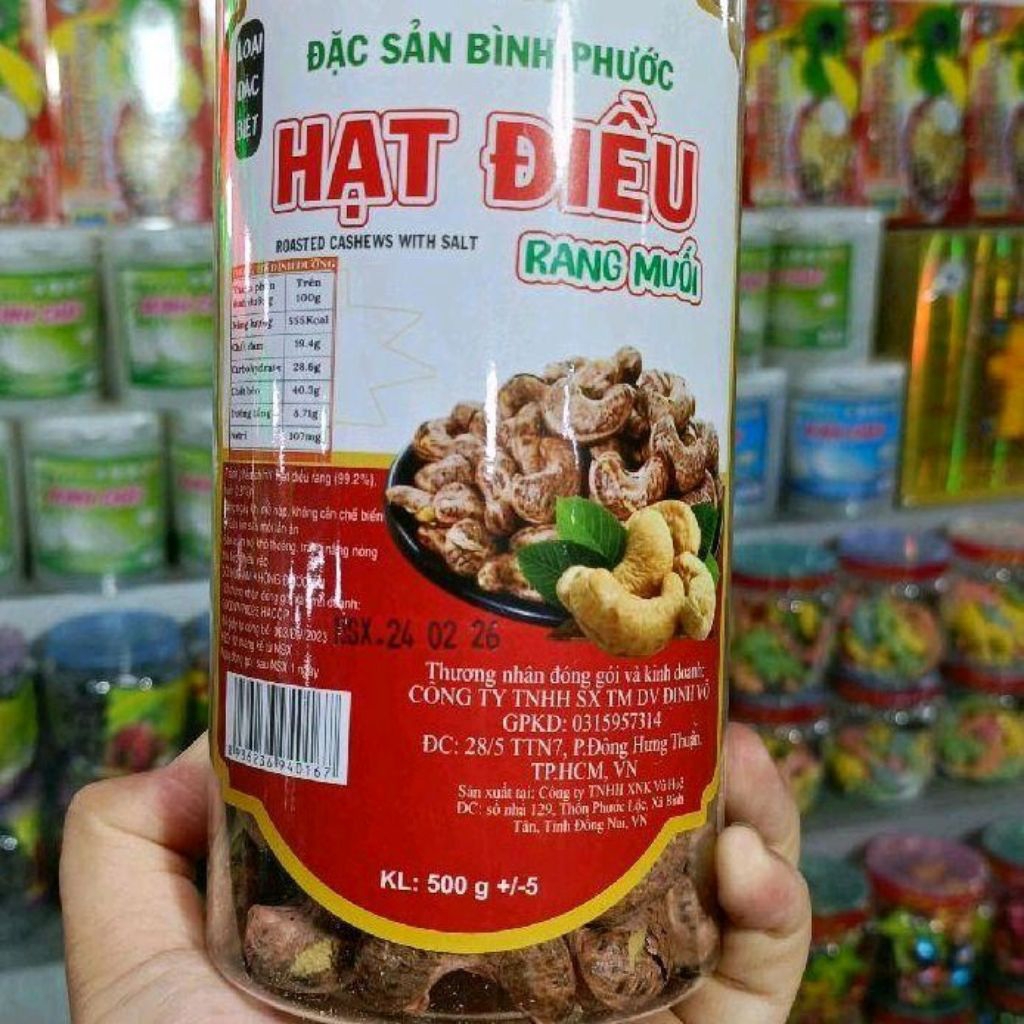 Hạt điều rang muối Đinh Võ  500g +- 5 -- đặc sản Bình Phước