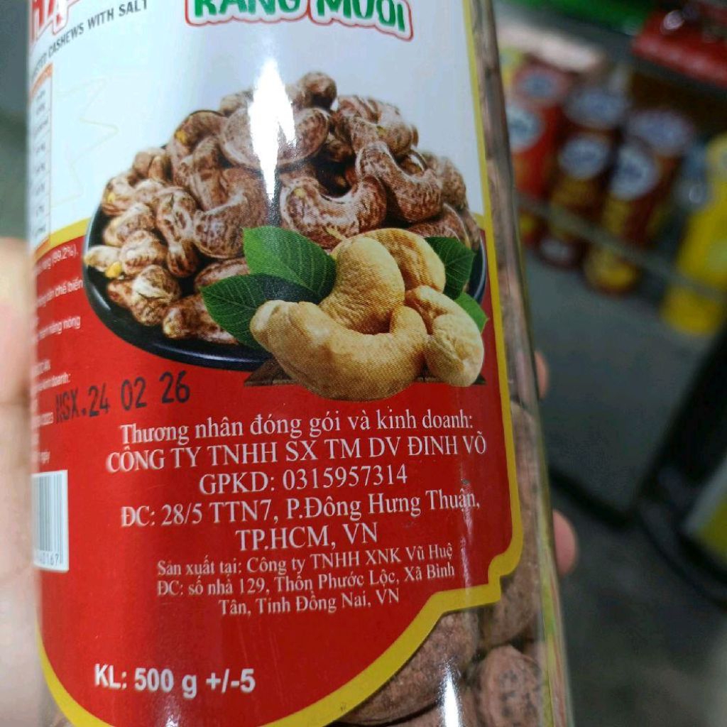Hạt điều rang muối Đinh Võ  500g +- 5 -- đặc sản Bình Phước