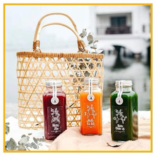 Chai thủy tinh vuông cao miệng rộng nắp nhựa 250ml, 350ml,500ml / đựng nước ép, sữa hạt,detox ,sữa chua,kombucha