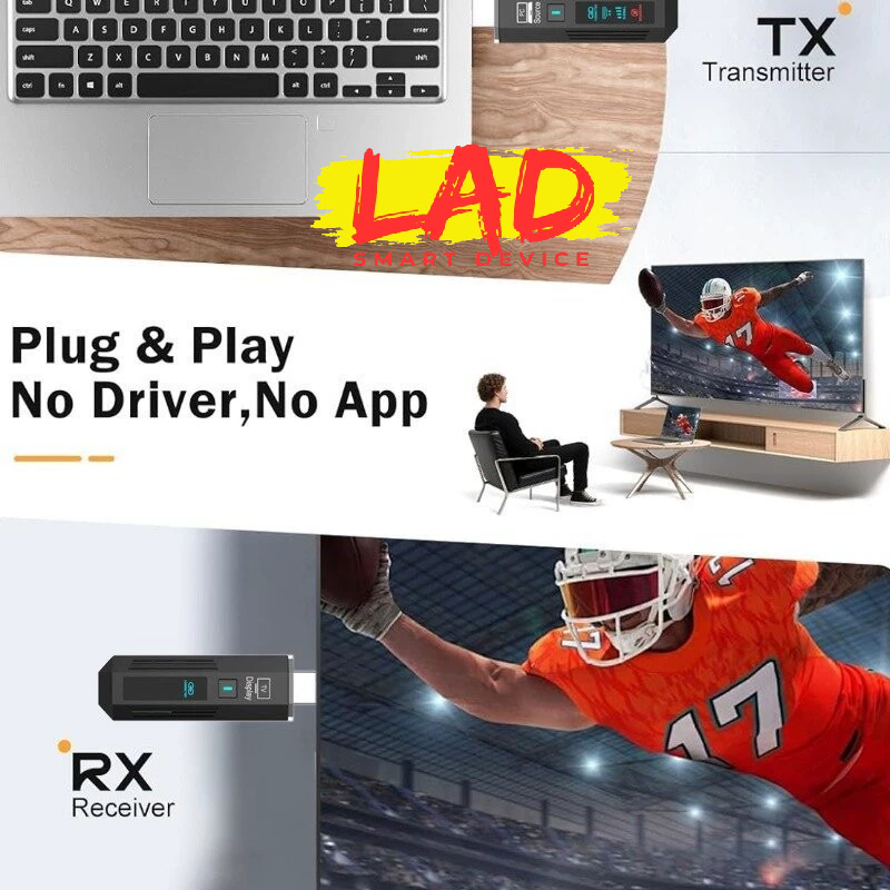 HDMI không dây 50M có màn hình hiển thị dùng được cho 2 tivi