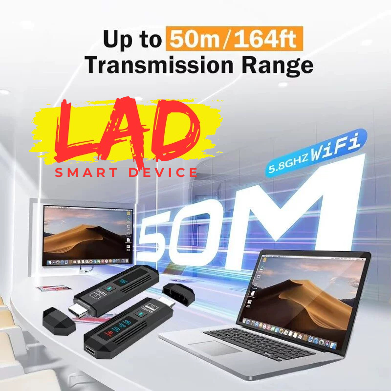 Model mới HDMI không dây 50M có màn hình hiển thị 2026 dùng được cho 2 tivi