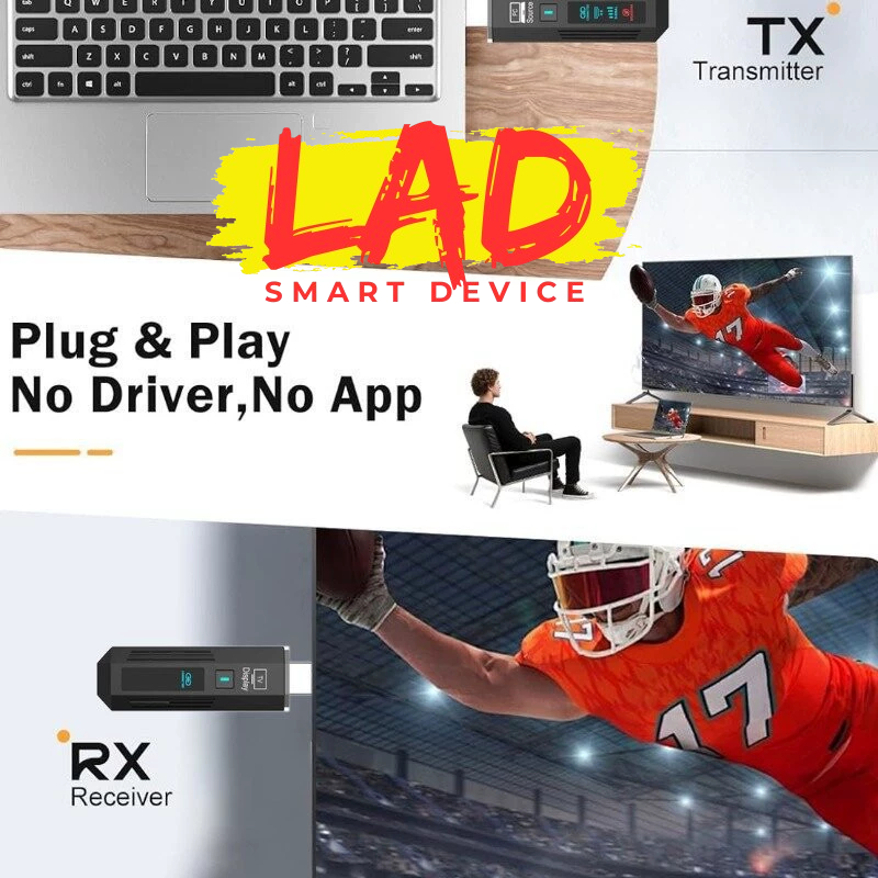 HDMI không dây 50M với màn hình hiển thị phiên bản mới nhất 2026 hiện đại dùng được cho 2 tivi
