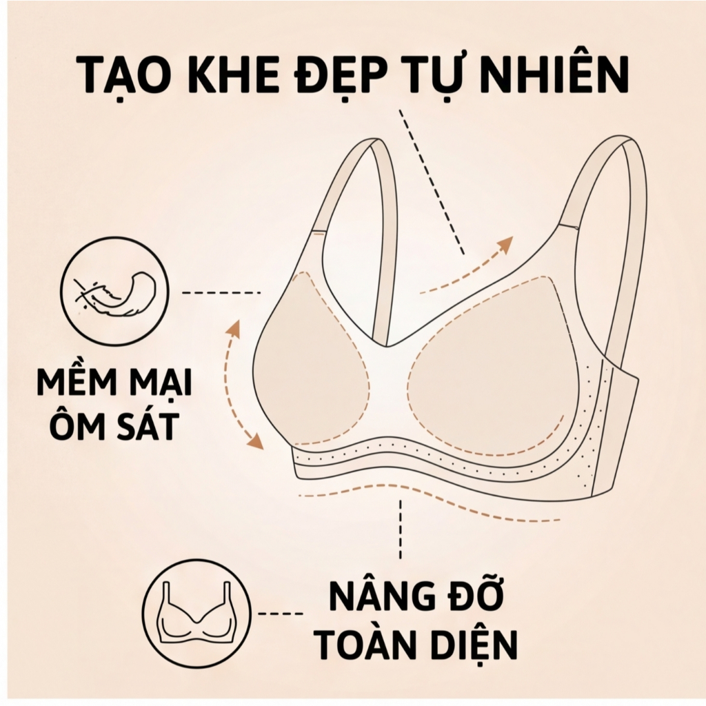 [03] Áo ngực đúc su hương trà, áo lót không gọng su đúc cài sau mềm mại thoải mái, nâng ngực nhẹ, mút dày 0.5cm