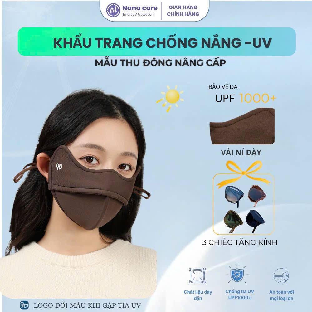 [ Nâng Cấp UPF1000+] Khẩu Trang Thu Đông Chống Uv Nanacare, Khẩu Trang Chống Nắng Dày Dặn Dành cho Nam Và Nữ [P1]