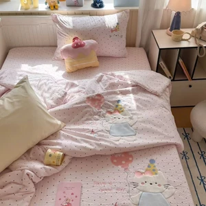 Chăn ga cotton thun mềm mịn thêu