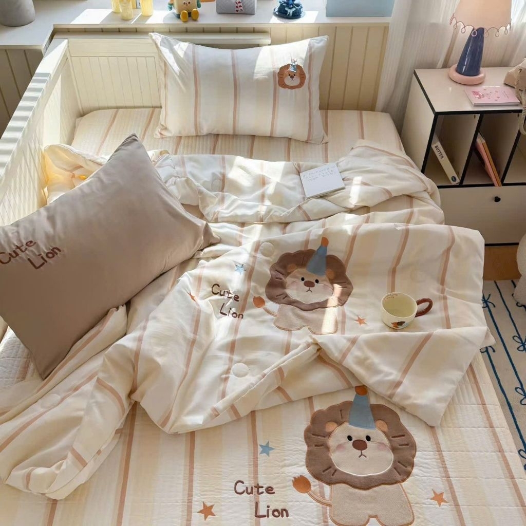 Chăn ga cotton thun mềm mịn thêu