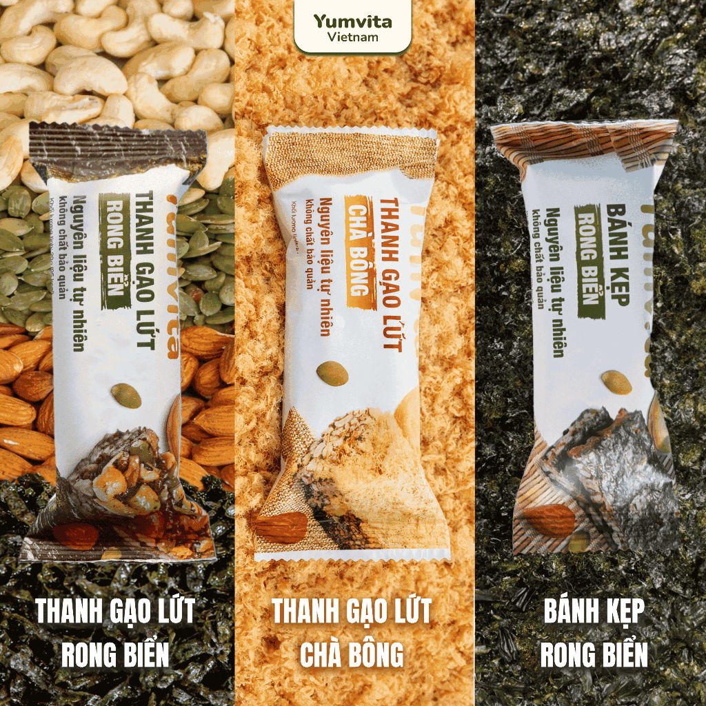 Bánh Kẹp Rong Biển Ding Dưỡng Yumvita - Hộp 10 Thanh 200g Siêu Hạt Ăn Kiêng Lành Mạnh Healthy