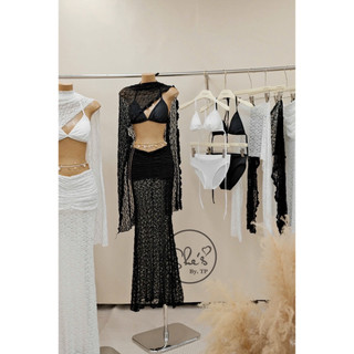 Set Bikini 4 Món: Bra + Quần + Khăn Choàng Ren + Chân Váy Nhún Chuẩn She’s