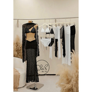 Set Bikini 4 Món: Bra + Quần + Khăn Choàng Ren + Chân Váy Nhún Chuẩn She’s