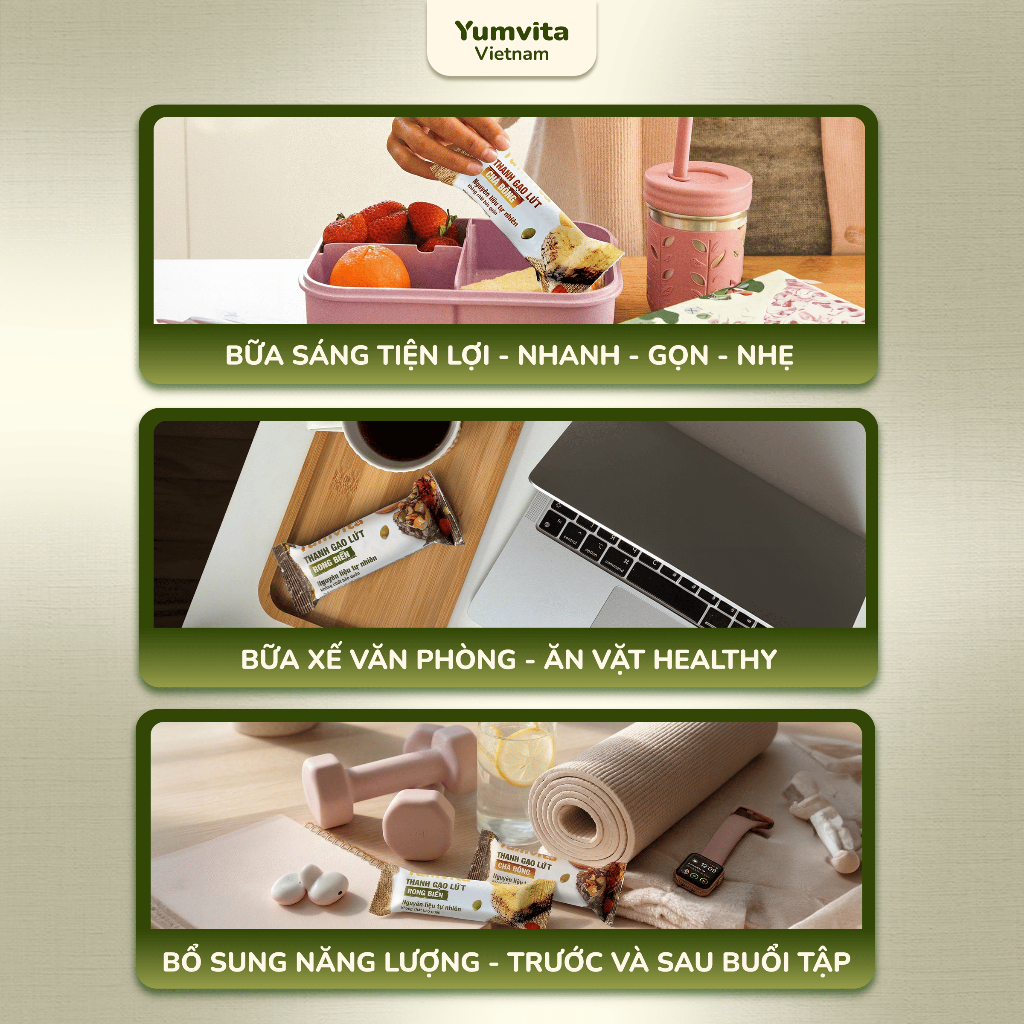 [MUA 2 GIẢM 40%] Thanh Gạo Lứt vị Rong Biển Và Bánh Kẹp Rong Biển Yumvita - Hộp 10 Thanh 200gr