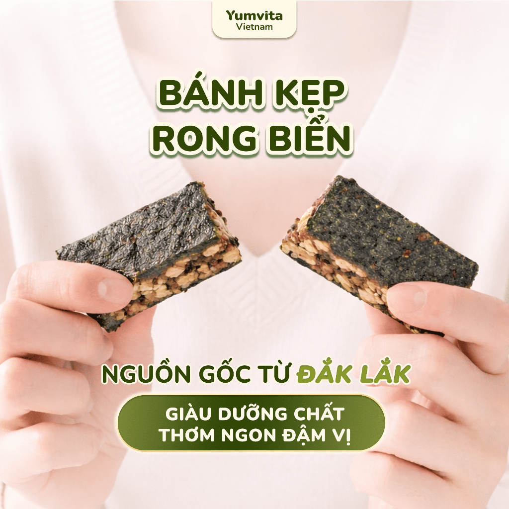 Bánh Kẹp Rong Biển Ding Dưỡng Yumvita - Hộp 10 Thanh 200g Siêu Hạt Ăn Kiêng Lành Mạnh Healthy