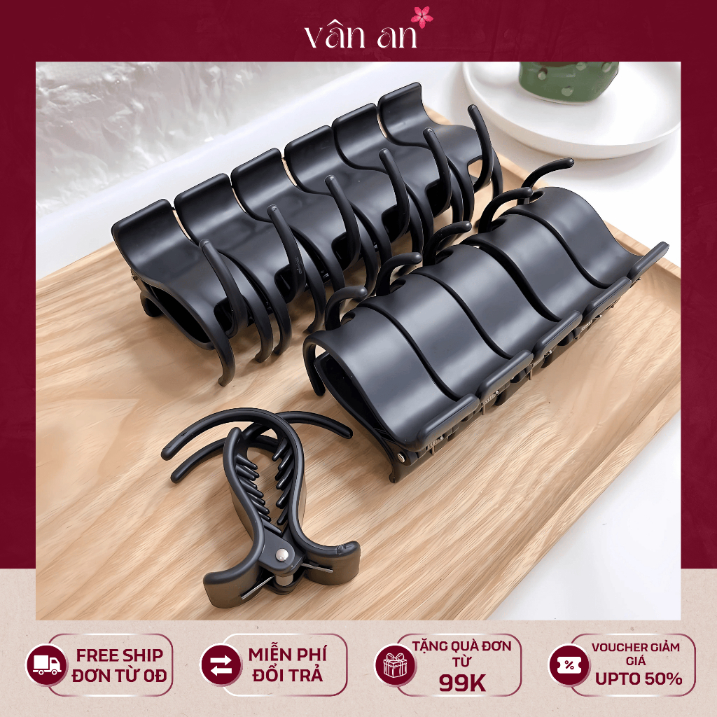 Kẹp Tóc 3 Răng - Chất Liệu Nhựa Cứng - Tặng Kèm Khi Mua Hàng - Áo Dài Vân An