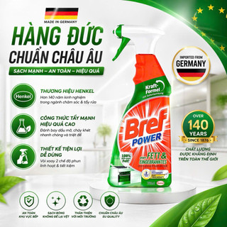 Chai Xịt Tẩy Dầu Mỡ Bref Power 750ml Đức Tẩy Vết Cháy Bếp Gas, bếp từ, Lò Nướng Máy Hút, mặt bếp Mùi Sạch Bóng