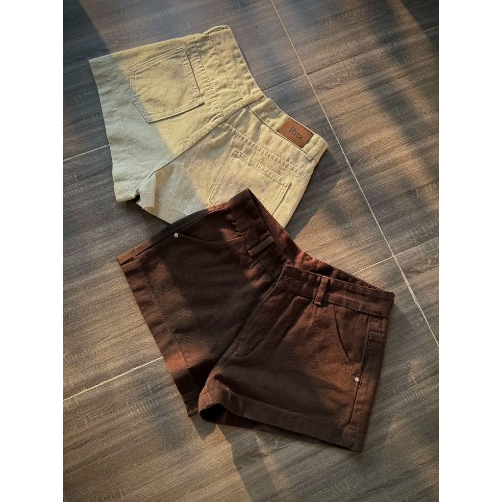 Quần short jeans nữ Demin Mood cạp thấp dáng chữ A ngắn trên gối phong cách trẻ trung năng động quần bò nữ 5004