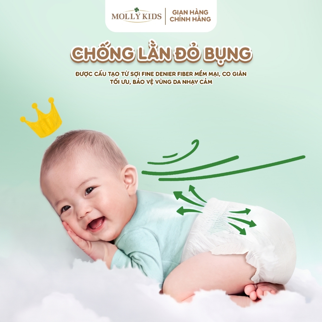 Combo 3 Bịch Tã/Bỉm Dán và Quần Molly Kids Tã Bỉm Siêu Mỏng Nhẹ, Đủ Size Cho Bé Từ NB-3XL