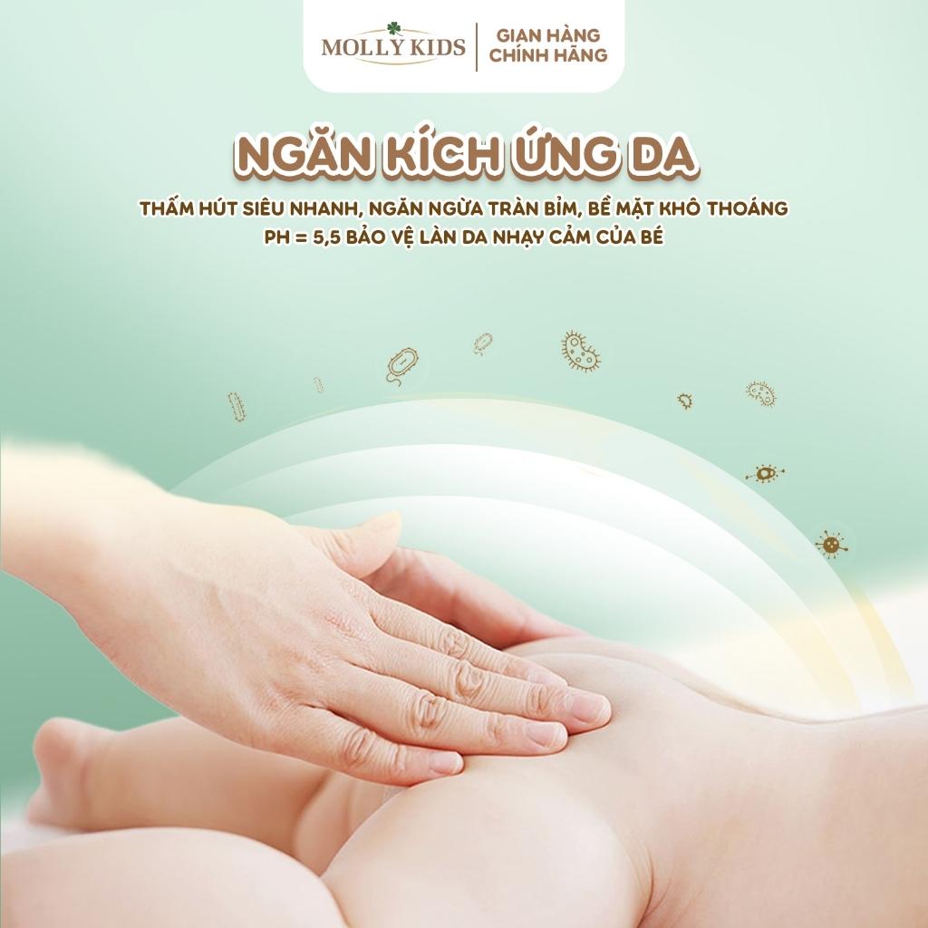 Combo 3 Bịch Tã/Bỉm Dán và Quần Molly Kids Tã Bỉm Siêu Mỏng Nhẹ, Đủ Size Cho Bé Từ NB-3XL
