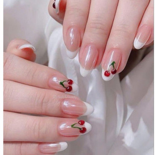 (HOẢ TỐC ) NAILBOX SƠN THẠCH HỒNG VẼ TRÁI CHERRY FEND ĐẦU MÓNG TONE DA