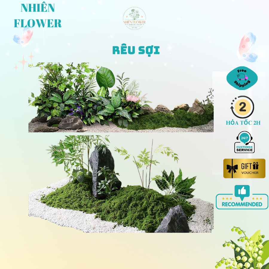 Rêu Sợi Dùng Trang Trí Tiểu Cảnh, Phủ Gốc Cây Bonsai, Phủ Chậu Hoa, Decor và Trang Trí Nhà Cửa