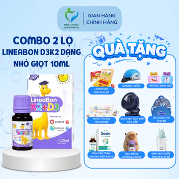 Combo 2 LỌ Lineabon K2 D3 dạng Giọt lọ 10ML TÍM bổ sung k2 d3 mk7 giúp tăng khả năng hấp thu canxi