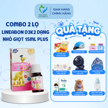 Tích điểm- Combo 2 Hộp Mẫu mới D3 K2 Lineabon Hồng 15ml tiết kiệm BỔ SUNG K2 D3 giúp hấp thu canxi