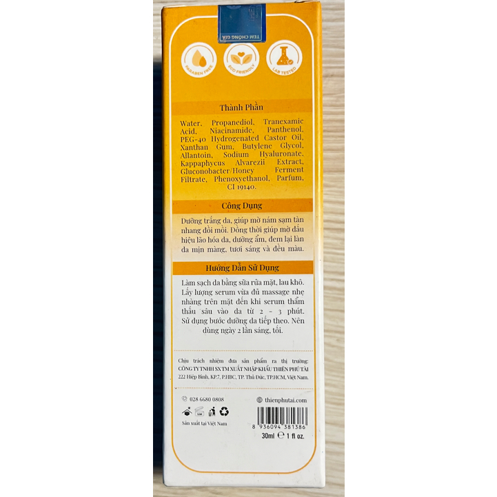 Serum Nám Tàn nhang Ngừa thâm quầng mắt AIA 30ml (trắng-vàng)