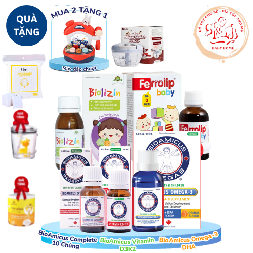 Bộ Ba Men & D3K2 & Biomicus Omega 3 DHA Cho Bé ,bổ sung vi chất cho bé yêu