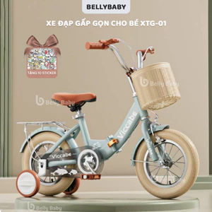 Xe đạp trẻ em, xe đạp gấp gọn cho bé Belly Baby XTG-01, khung thép carbon cao cấp, bánh căm ( TẶNG KÈM STICKER )