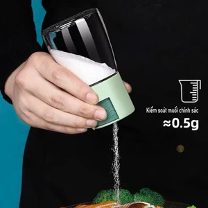 Lọ Đựng Muối Có Nút Bấm Kiểm Soát Dung Lượng Bằng Thủy Tinh Nắp Nhựa