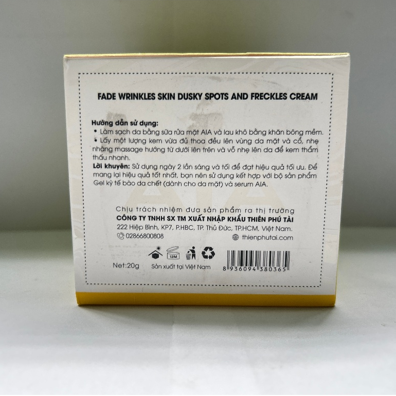 Kem Face AIA Dưỡng Trắng Da [Vàng] - Hỗ Trợ Thu Nhỏ Lỗ Chân Lông, Cấp Ẩm Vitamin E B3