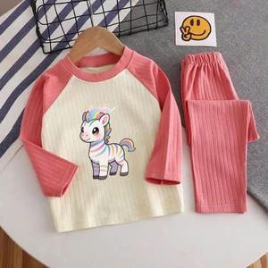 🌸 ĐỒ BỘ BÉ GÁI DÀI TAY GÂN MỀM MỊN – HÌNH DỄ THƯƠNG 🌸 DG724