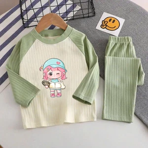 🌸 ĐỒ BỘ BÉ GÁI DÀI TAY GÂN MỀM MỊN – HÌNH DỄ THƯƠNG 🌸 DG725