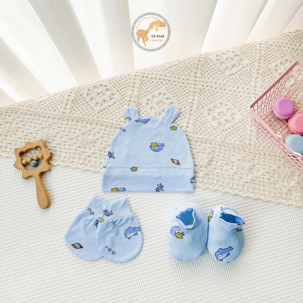 Set Bao Tay Bao Chân Kèm Mũ Tai Gấu Cho Bé Sơ Sinh Pettit Co Giãn Tốt, Giữ Ấm Cho bé, cotton