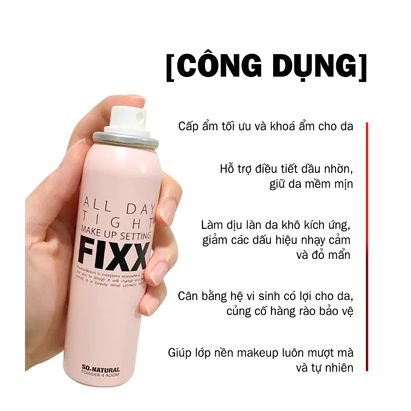 Xịt Khóa Nền So Natural Powder4room All Day Tight Make Up Setting Fixx 120ml/75ml