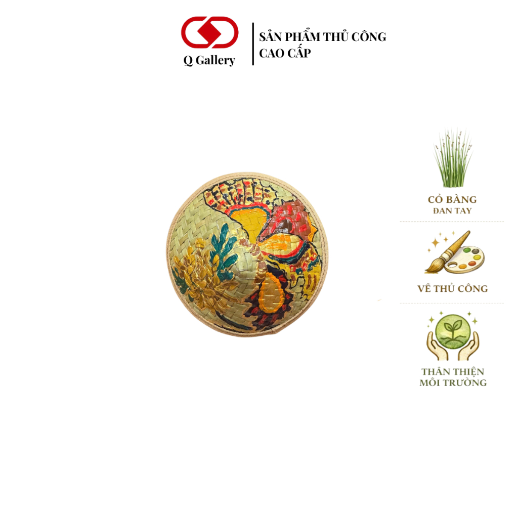 Charm Nón Cỏ Bàng Q Gallery - Đan Vẽ Tay - Treo Túi Xách Móc Khóa