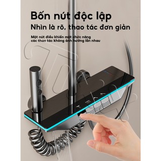TIXX Bộ sen cây tắm đứng 4 nút bấm đa năng 4 chế độ Chất liệu nhôm Space vòi hoa sen