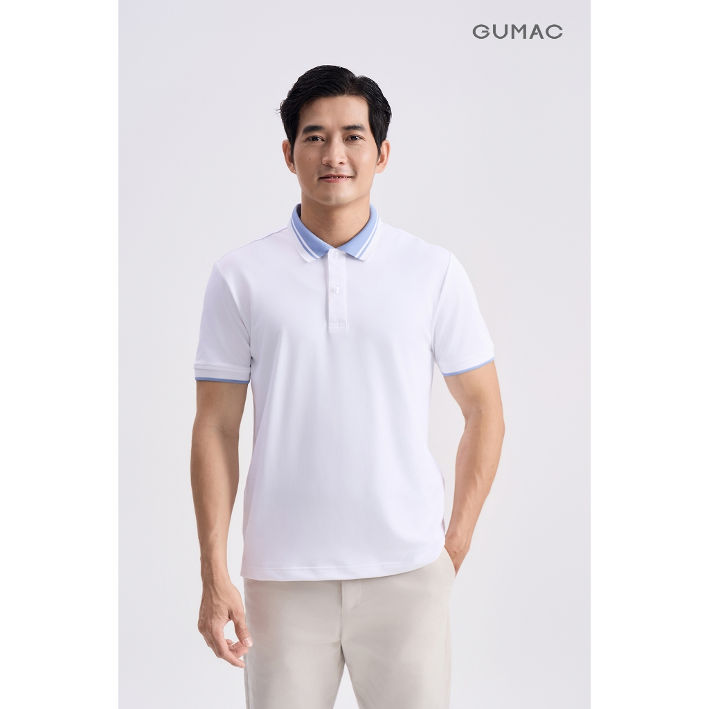 Áo Polo Nam GUMAC Form Suông Phối Viền Cổ Tay Chất Thun Cá Sấu Thoáng Khí Trẻ Trung APNG04056
