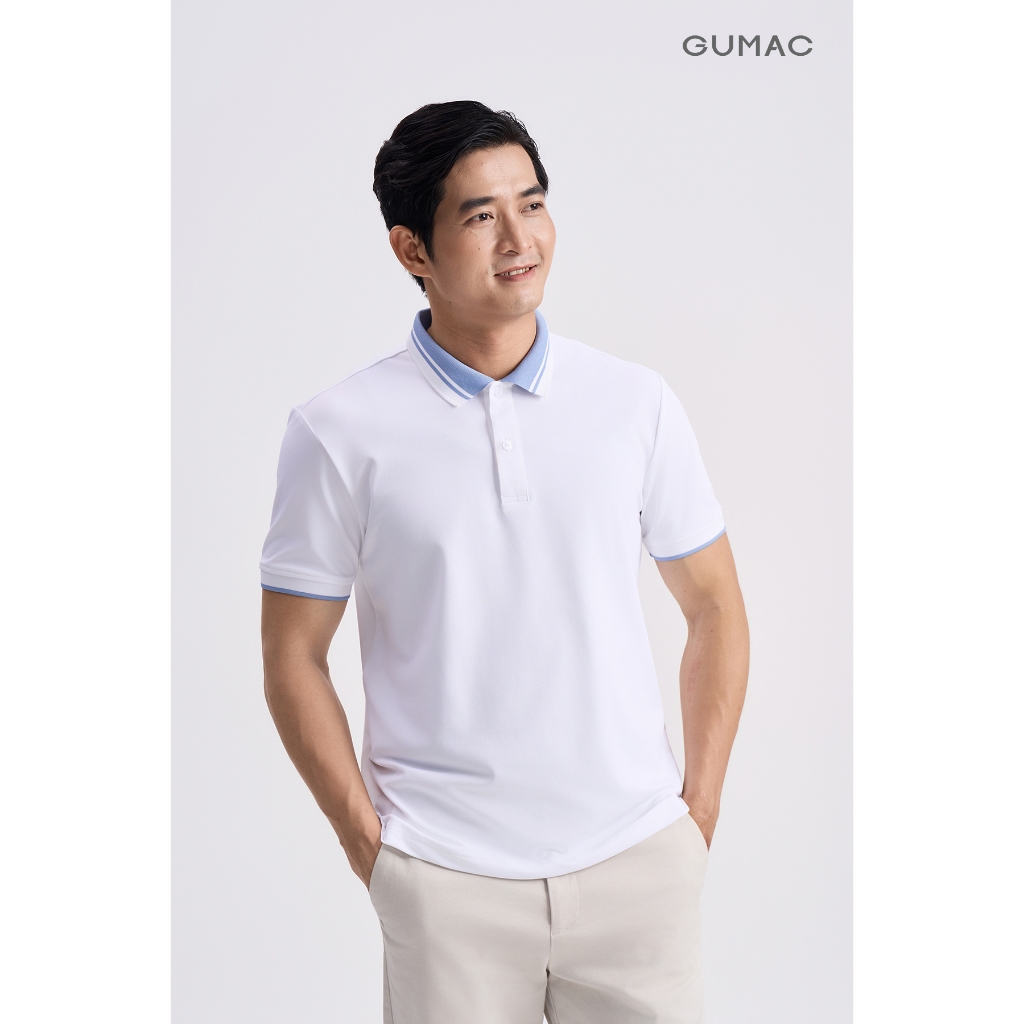 Áo Polo Nam GUMAC Form Suông Phối Viền Cổ Tay Chất Thun Cá Sấu Thoáng Khí Trẻ Trung APNG04056