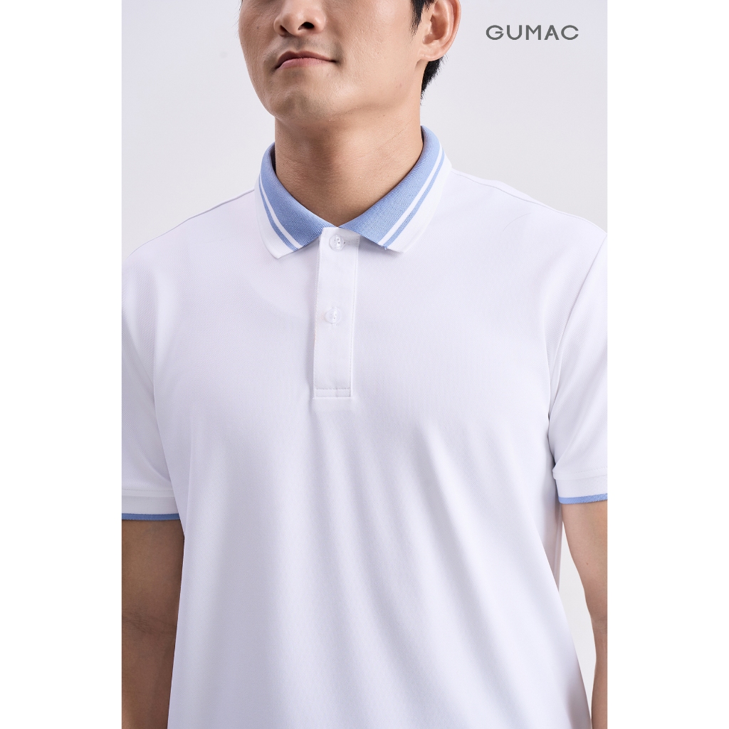 Áo Polo Nam GUMAC Form Suông Phối Viền Cổ Tay Chất Thun Cá Sấu Thoáng Khí Trẻ Trung APNG04056