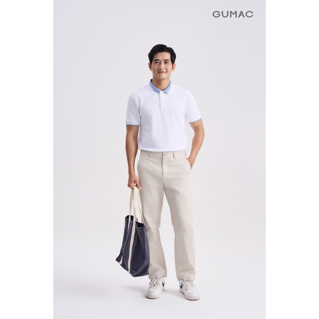 Áo Polo Nam GUMAC Form Suông Phối Viền Cổ Tay Chất Thun Cá Sấu Thoáng Khí Trẻ Trung APNG04056
