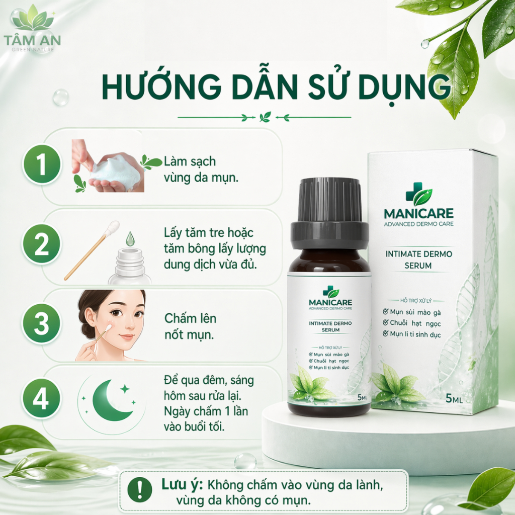 Tinh Chất Chấm Rụng Mụn Vùng Kín MANICARE TCA 5ml - Chấm Sùi Mào Gà, Hạt Ngọc, Mụn Li Ti