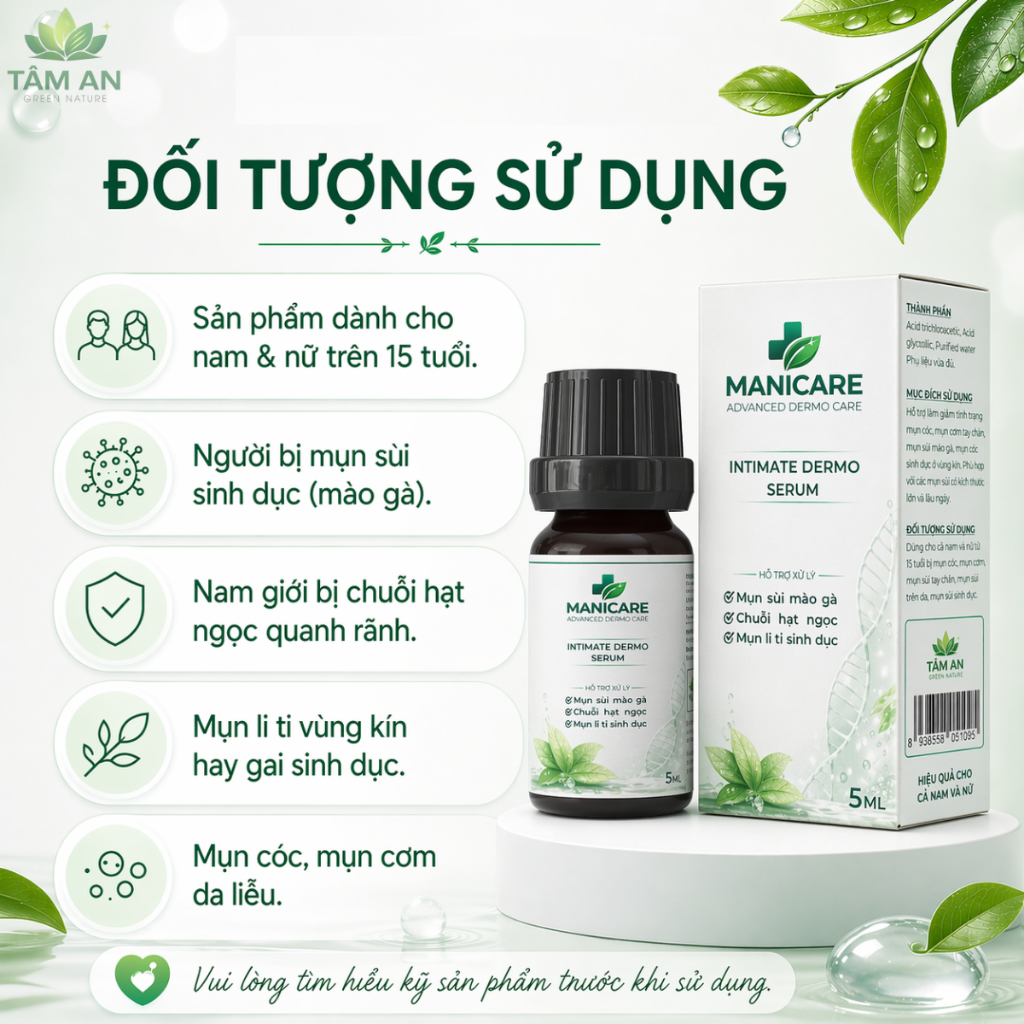 Tinh Chất Chấm Rụng Mụn Vùng Kín MANICARE TCA 5ml - Chấm Sùi Mào Gà, Hạt Ngọc, Mụn Li Ti