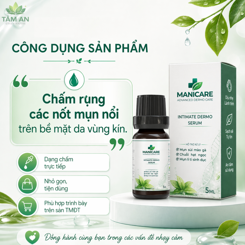 Tinh Chất Chấm Rụng Mụn Vùng Kín MANICARE TCA 5ml - Chấm Sùi Mào Gà, Hạt Ngọc, Mụn Li Ti