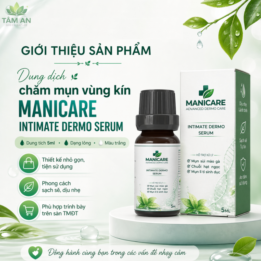 Tinh Chất Chấm Rụng Mụn Vùng Kín MANICARE TCA 5ml - Chấm Sùi Mào Gà, Hạt Ngọc, Mụn Li Ti